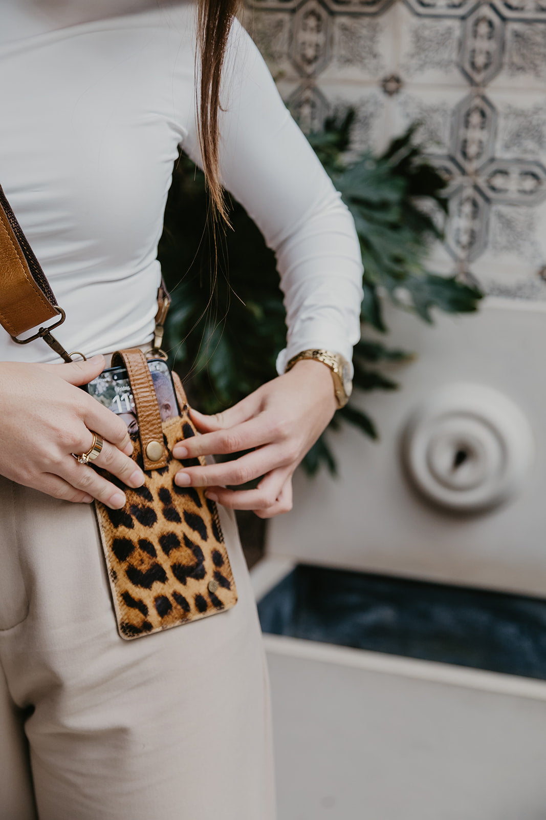 Leopard Sleek Leather Sling