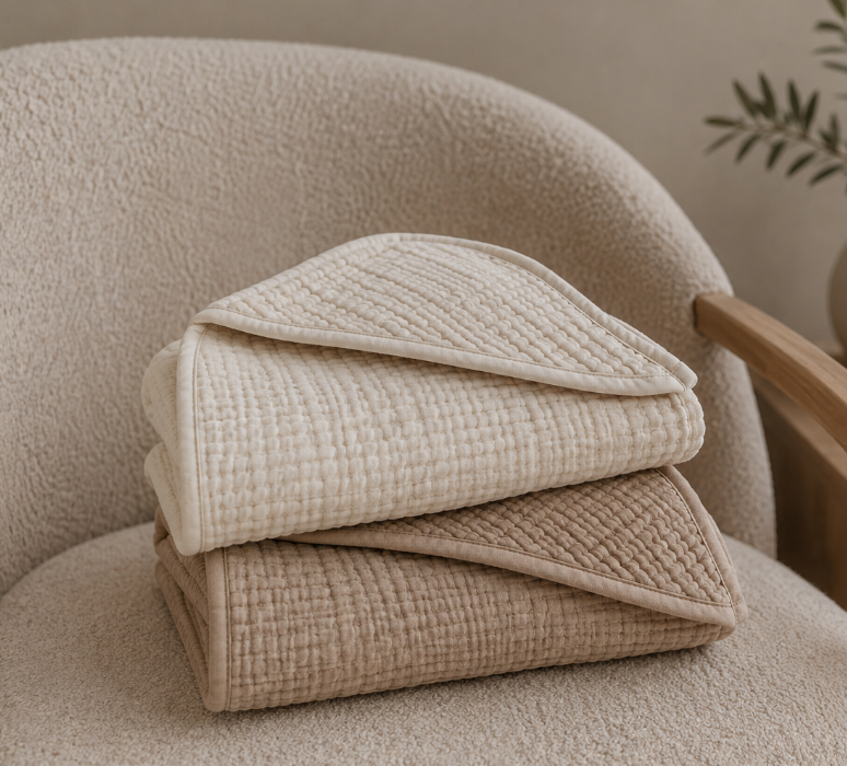 Organic Muslin Hooded Baby Towel Set