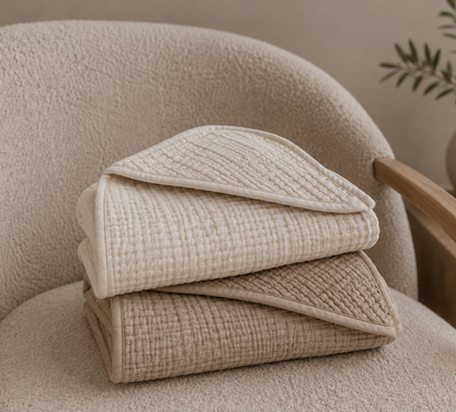 Organic Muslin Hooded Baby Towel Set